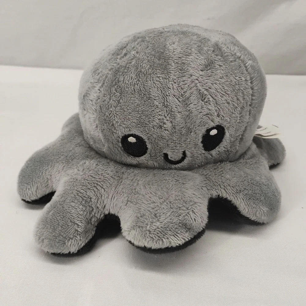 Mini Octopus Reversible Plush Grey/Black Happy/Sad ‎ Stuffed Animal Tee Turtle